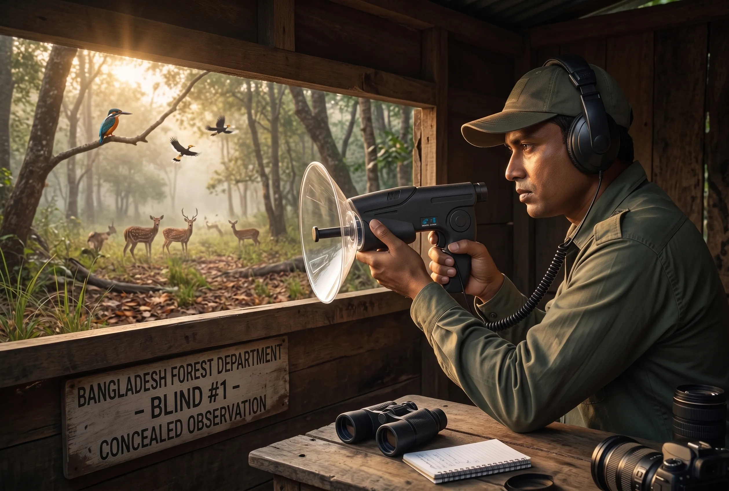 Parabolic Microphone Bangladesh used by forest department for wildlife observation and nature sound recording.